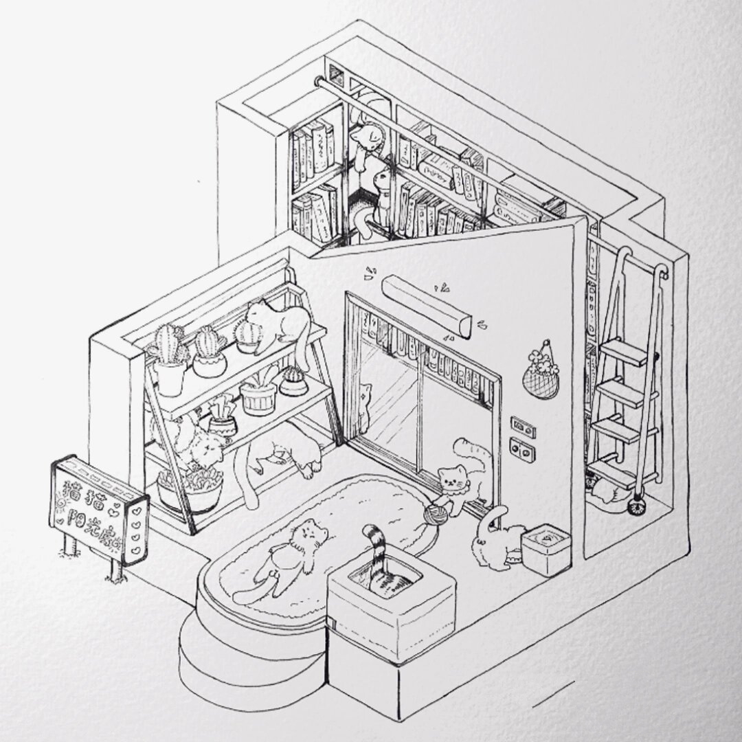 猫咪小屋合集|线稿一时爽 上色火葬场