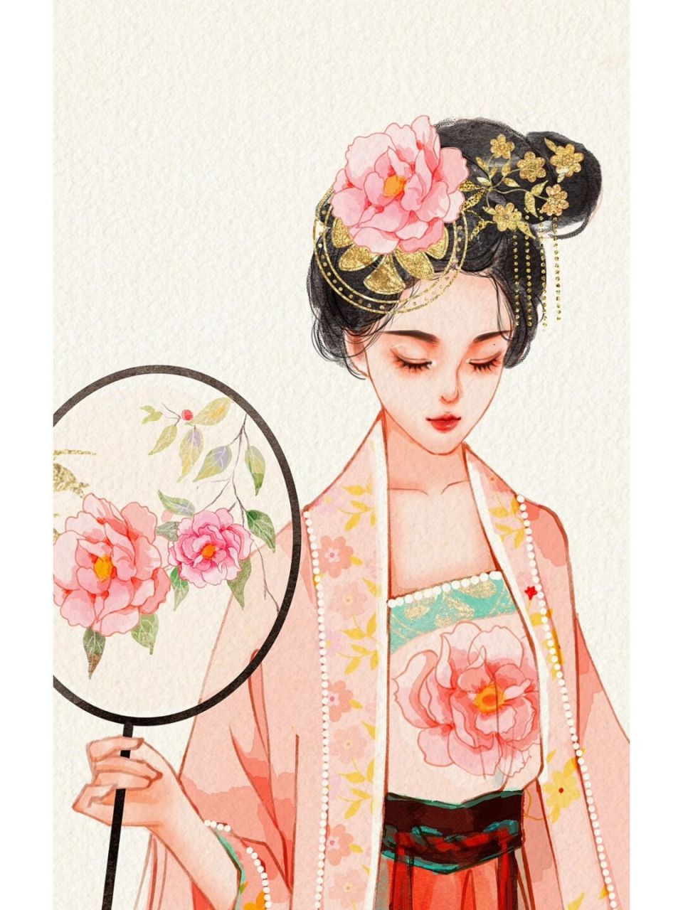 古风水彩板绘速涂练习-贵妃(附线稿) 课堂练习ps绘制,临摹自老师(报名