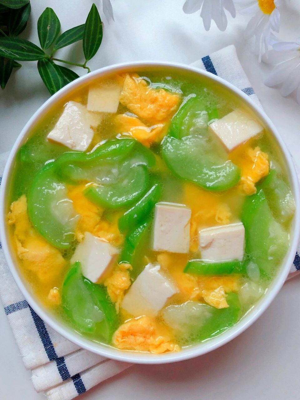 低脂鲜美7515吃不胖的丝瓜鸡蛋豆腐汤73巨好喝 9595今天给