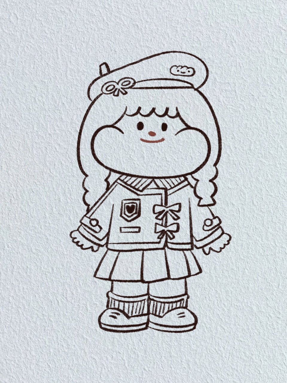 简笔画教程|今天画可爱滴肉球 学院风的肉球女孩