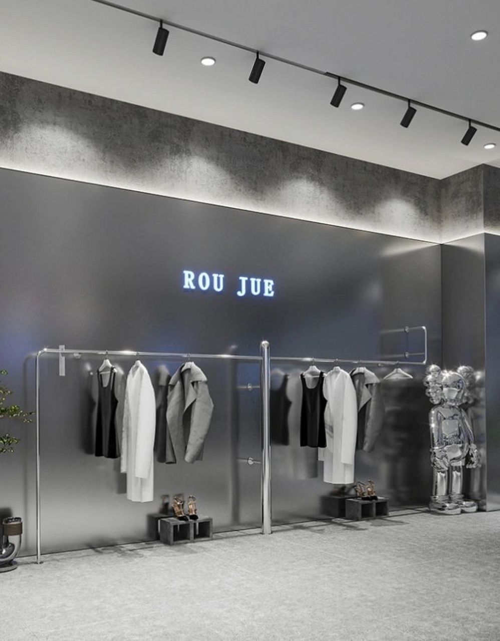 服装店道具货架设计效果图78 一组很喜欢的网红服装店,服装店展示架