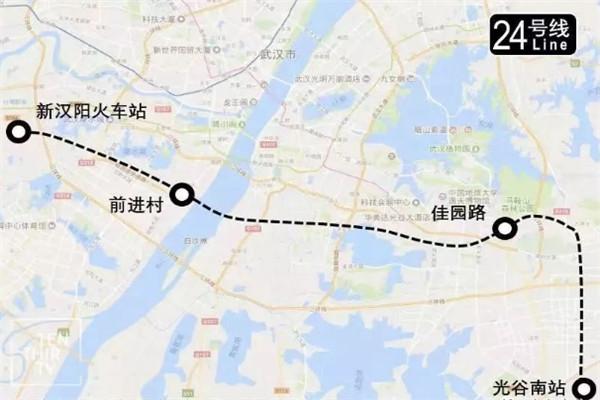 武汉地铁24号线示意图,连接白沙洲,南湖和光谷