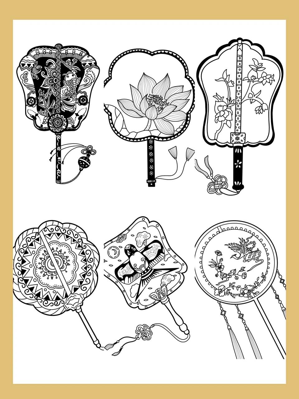 古风素材——团扇系列(可打印)