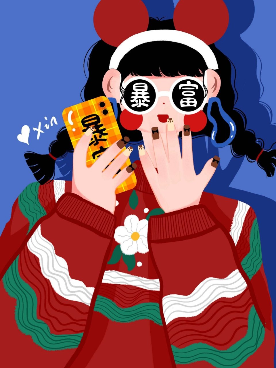 原创手绘头像|暴富女孩 今天画的是一个暴富女孩