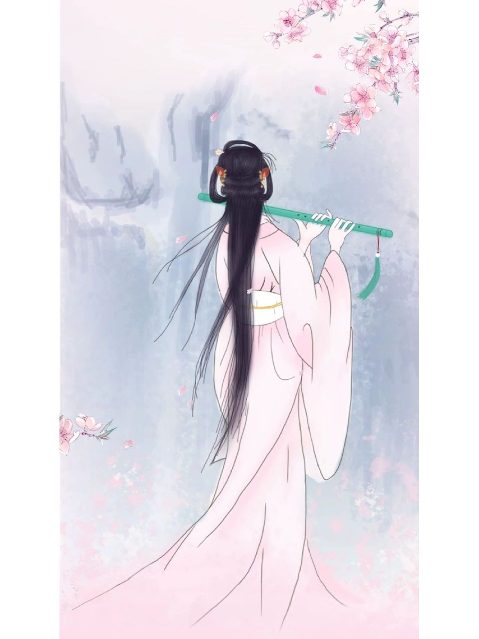 97今天分享的是古风美人背影图 92 桃花美人背影图 92 红衣雪景