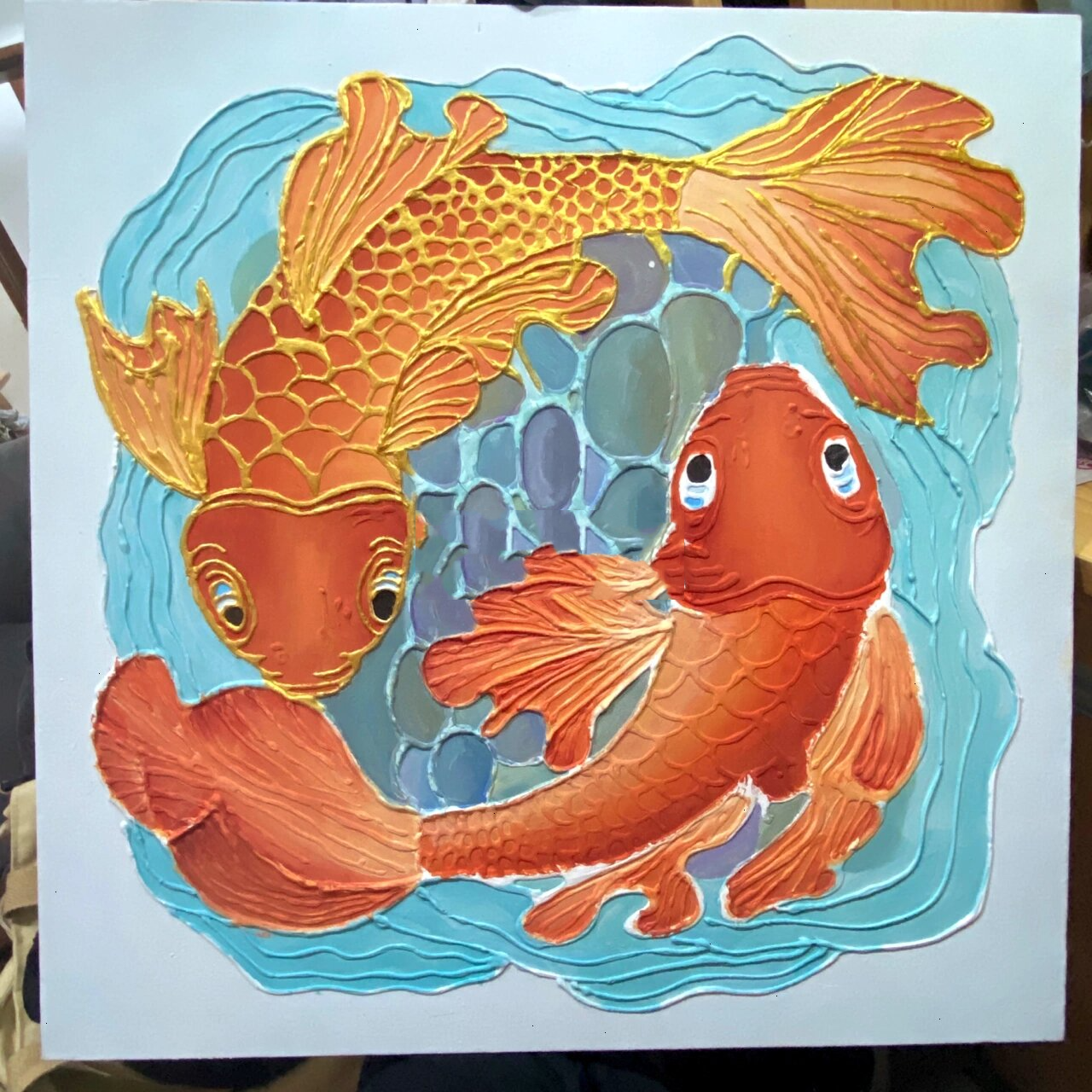 立德粉装饰画『年年有鱼』(附步骤图) 课堂作业『年年有鱼』 材料