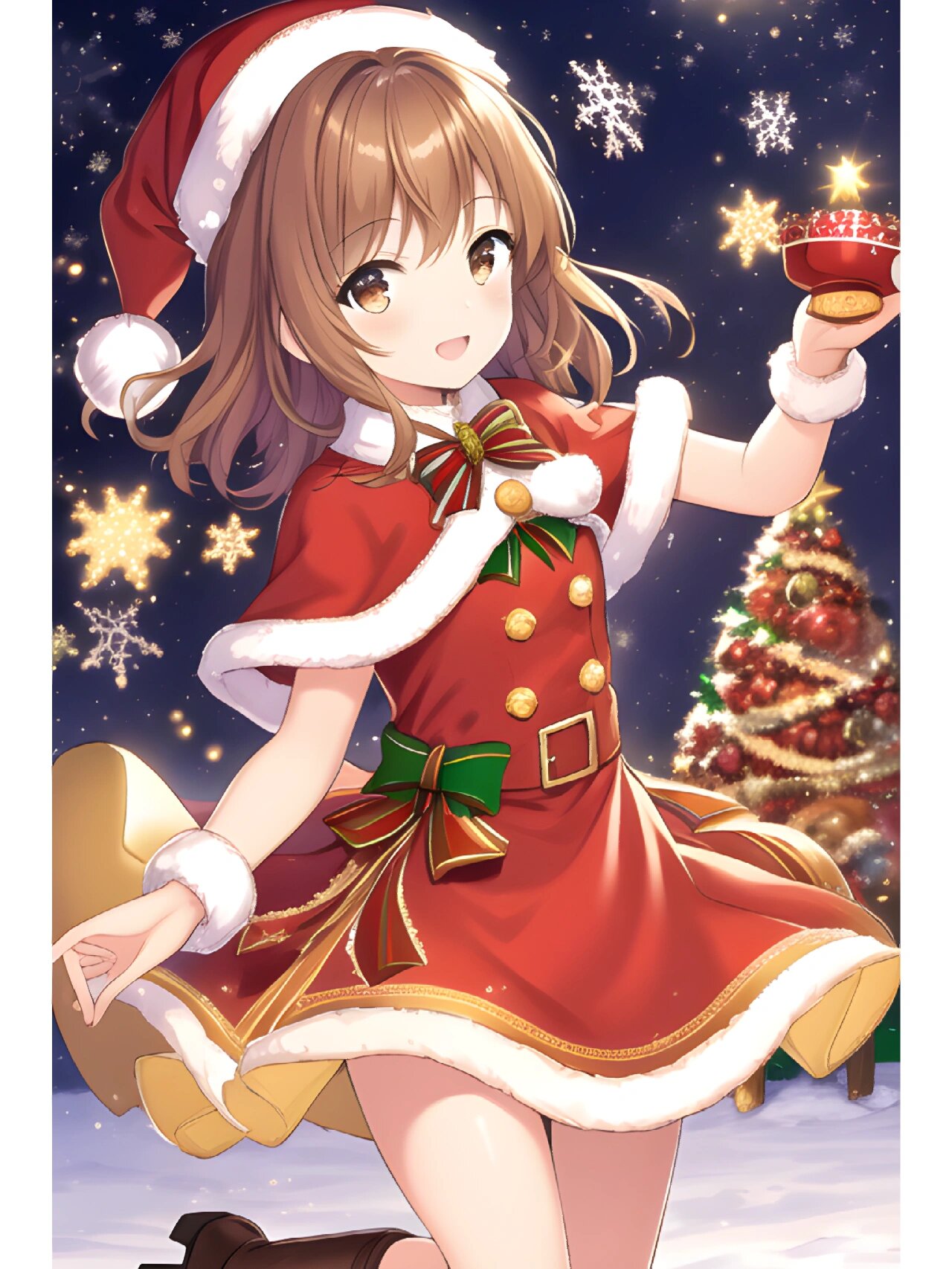 圣诞节快乐,圣诞女孩动漫二次元绘画人物