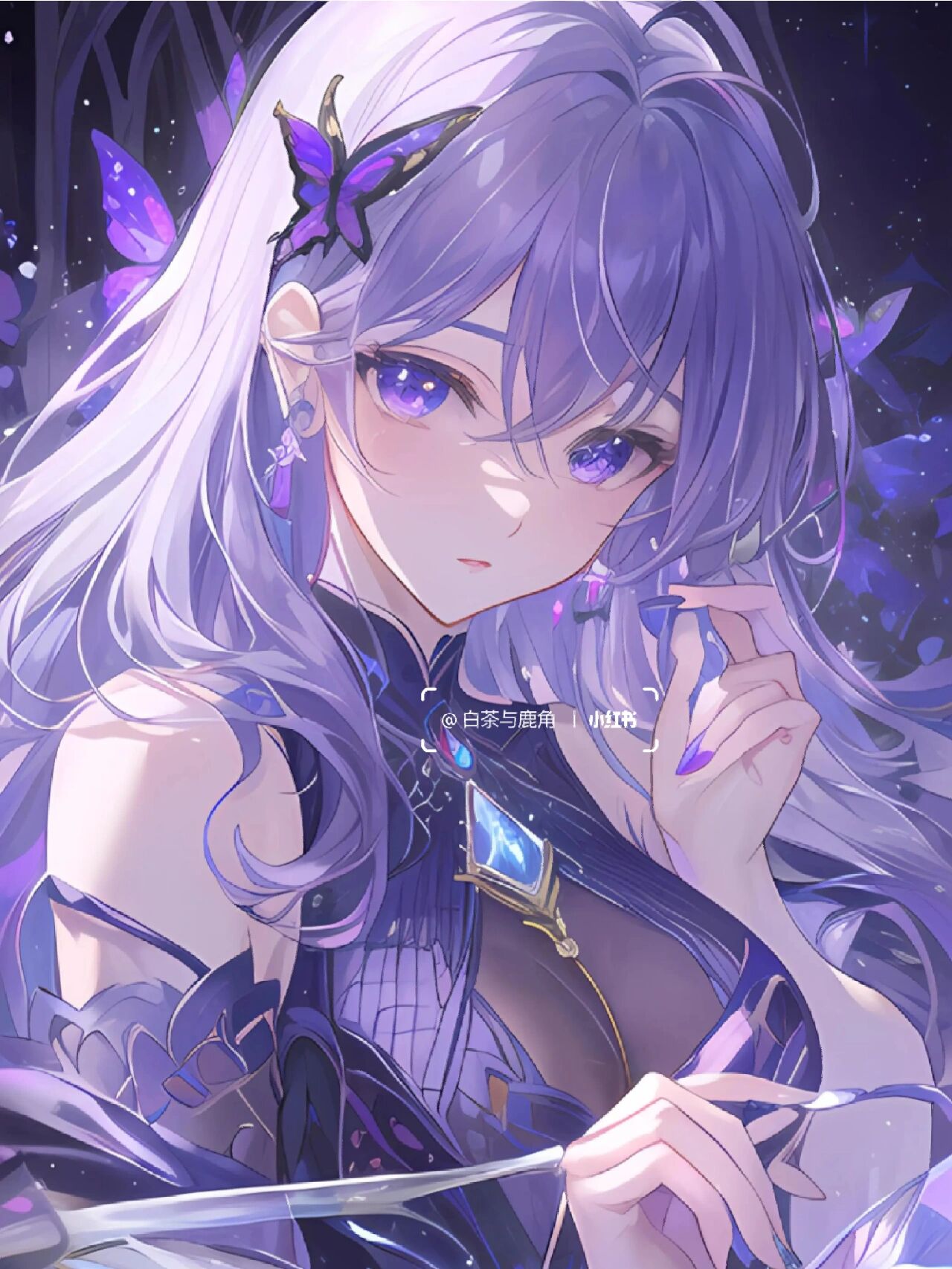 水晶蝶梦🦋紫|二次元女神头像壁纸