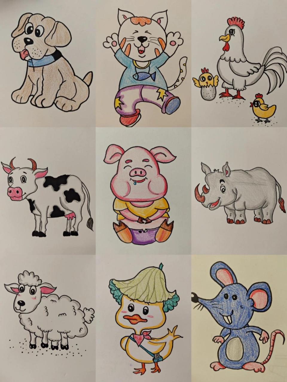 各种动物彩色简笔画图片