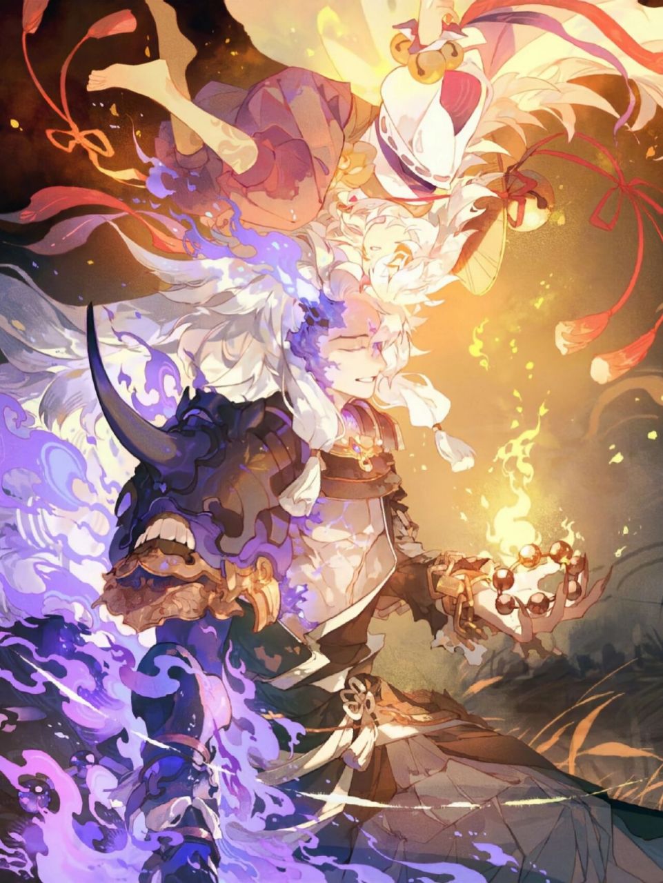 阴阳师插画|9595炼狱茨木童子9595 呜呜呜苗苗!茨苗苗!