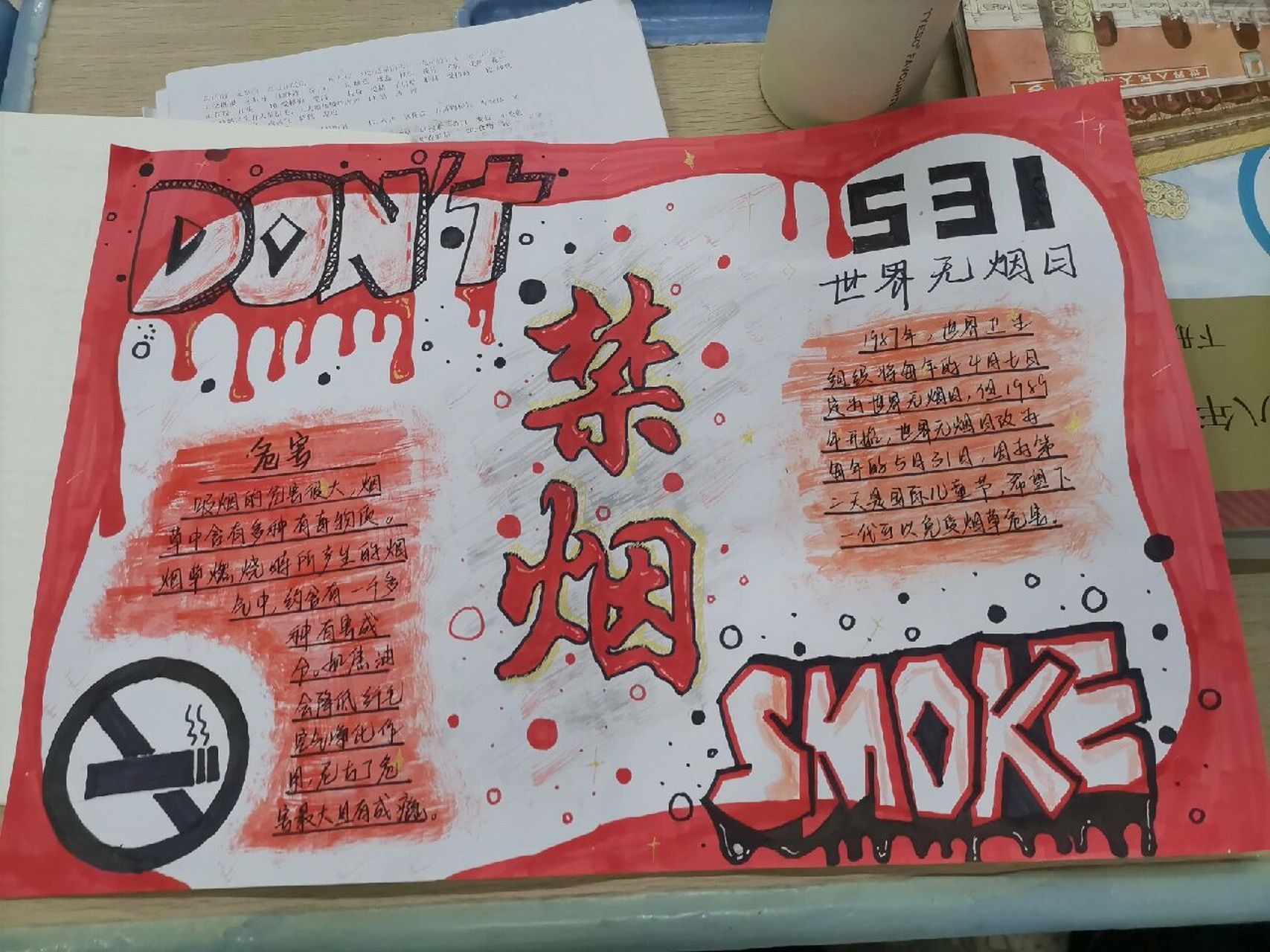 禁止吸烟手抄报初中生图片