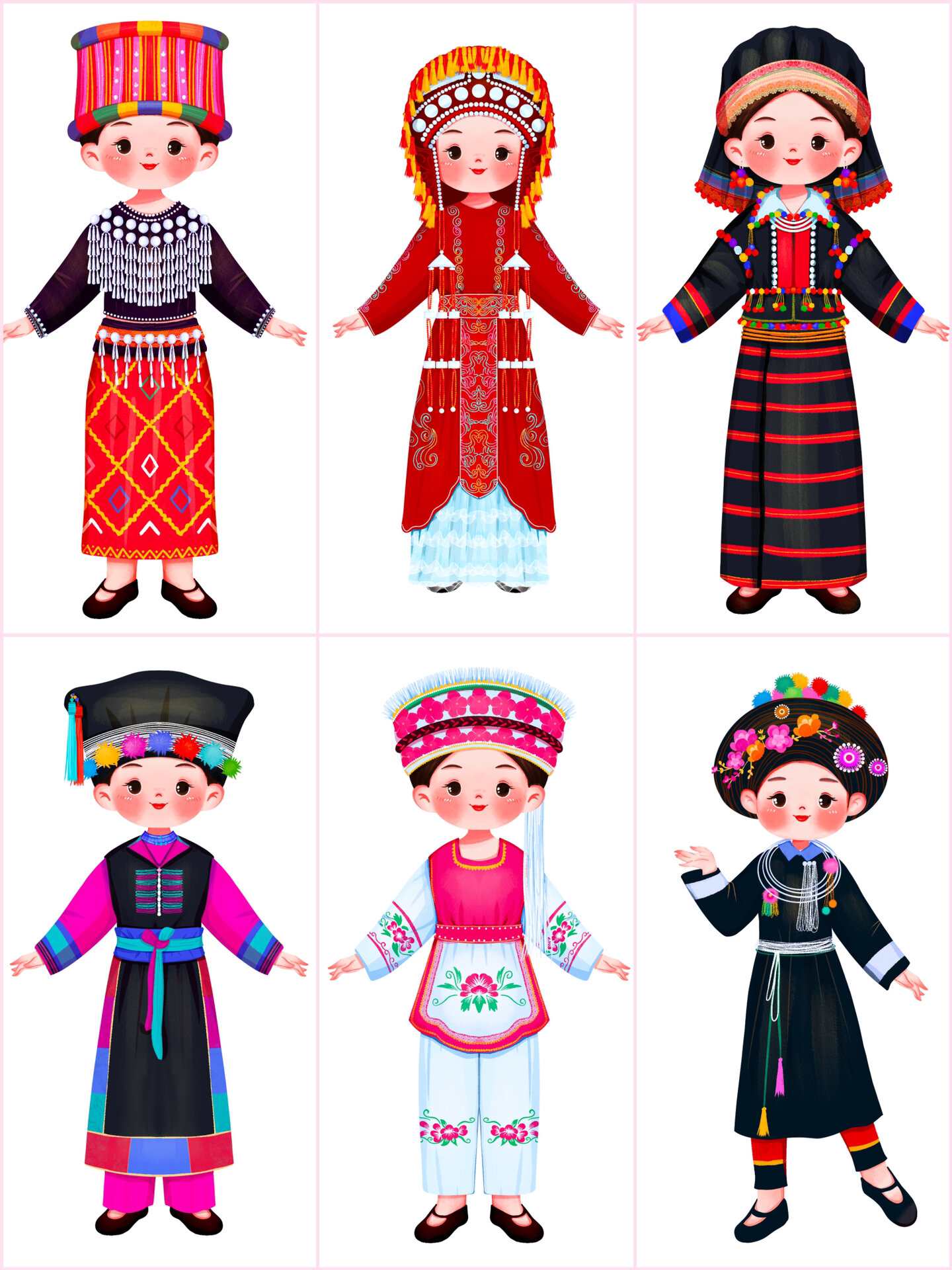 民族插画|五十六个民族服饰系列九