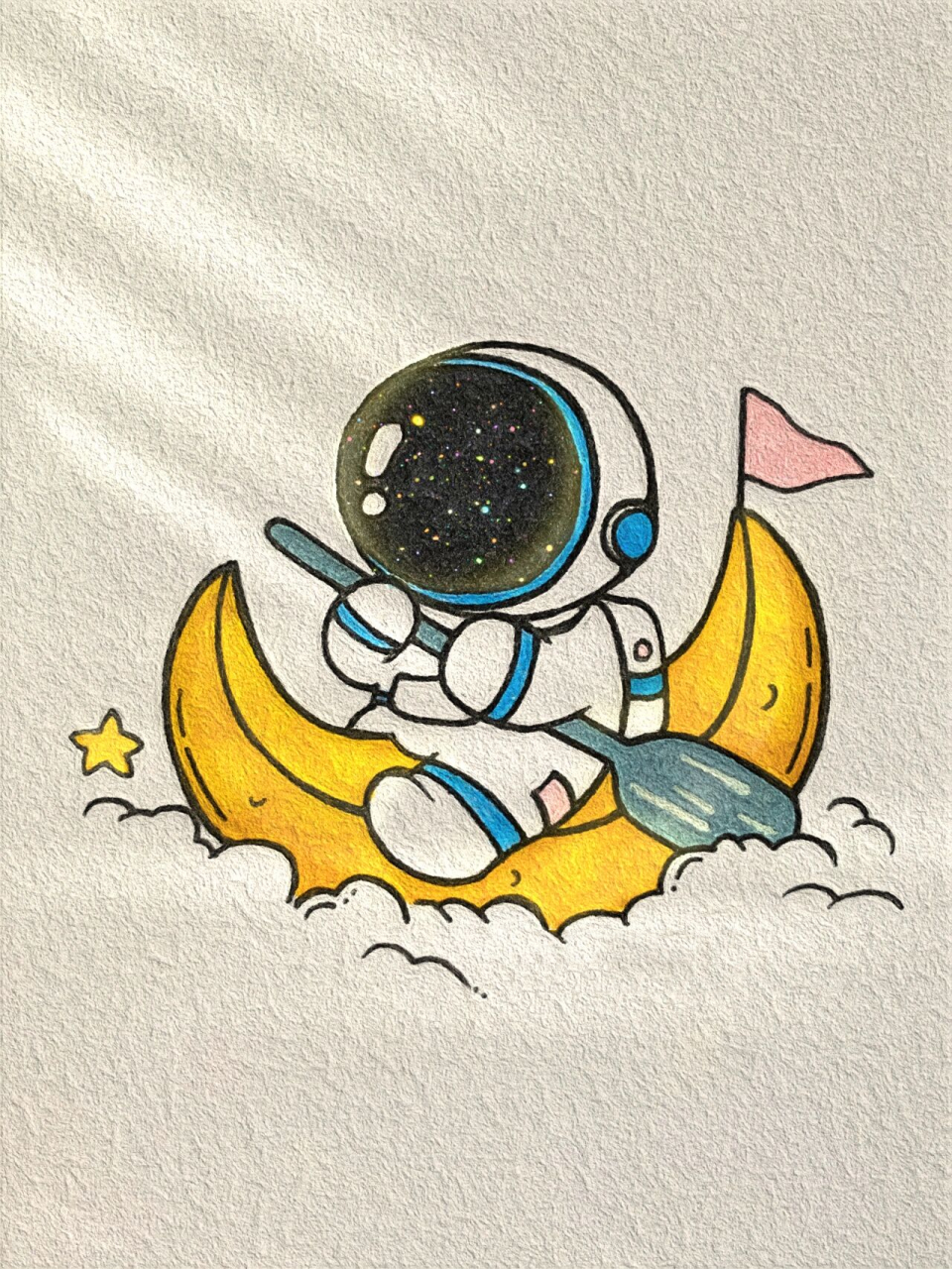 宇航员简笔画彩色图片