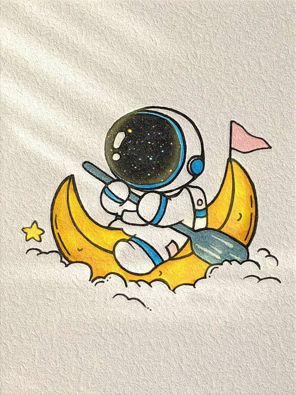 简笔画-宇航员    我是银河里的流浪家,你是月球里的常驻民,我环游