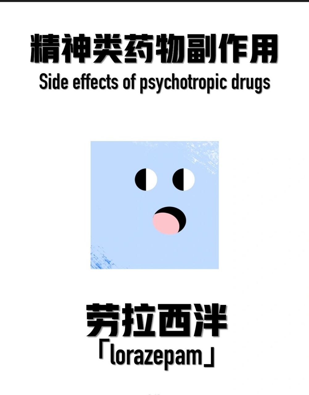 精神类药物副作用「劳拉西泮」 一,不良反应 常见有疲劳,嗜睡,轻微