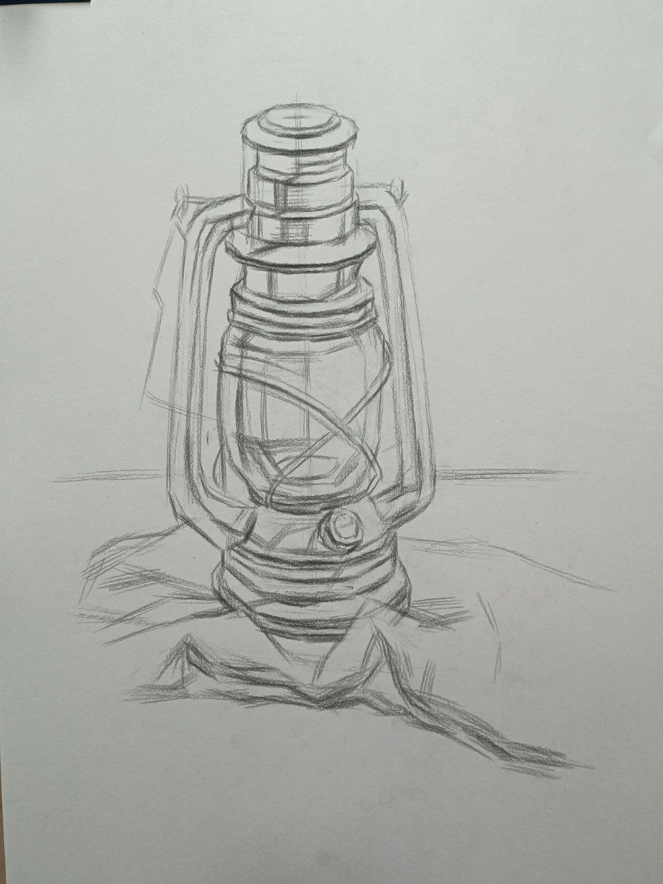 素描煤油灯过程图
