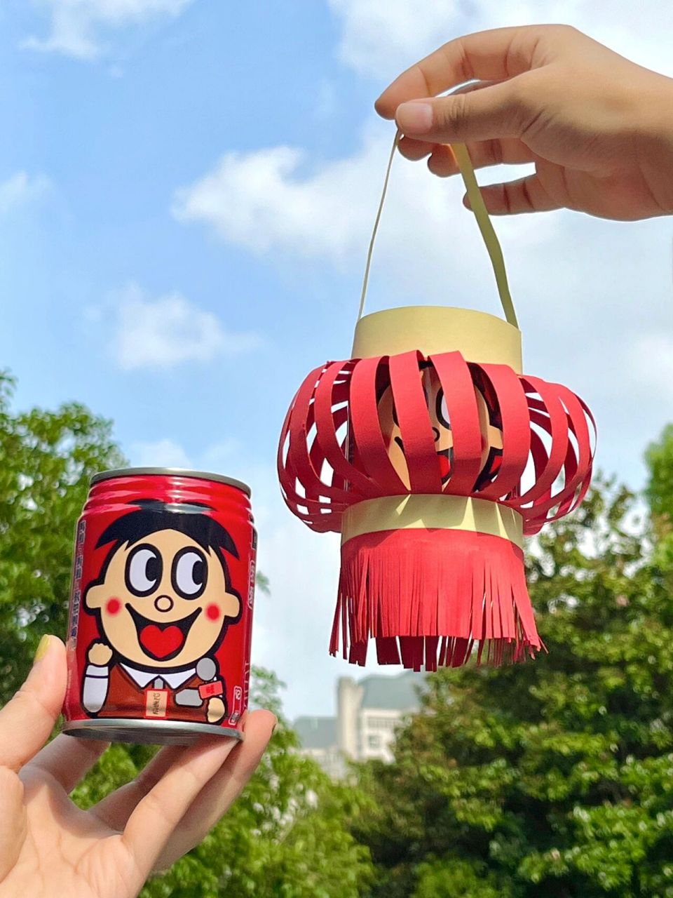 国庆节手工9899旺仔牛奶职业罐小灯笼96 马上到国庆节啦!