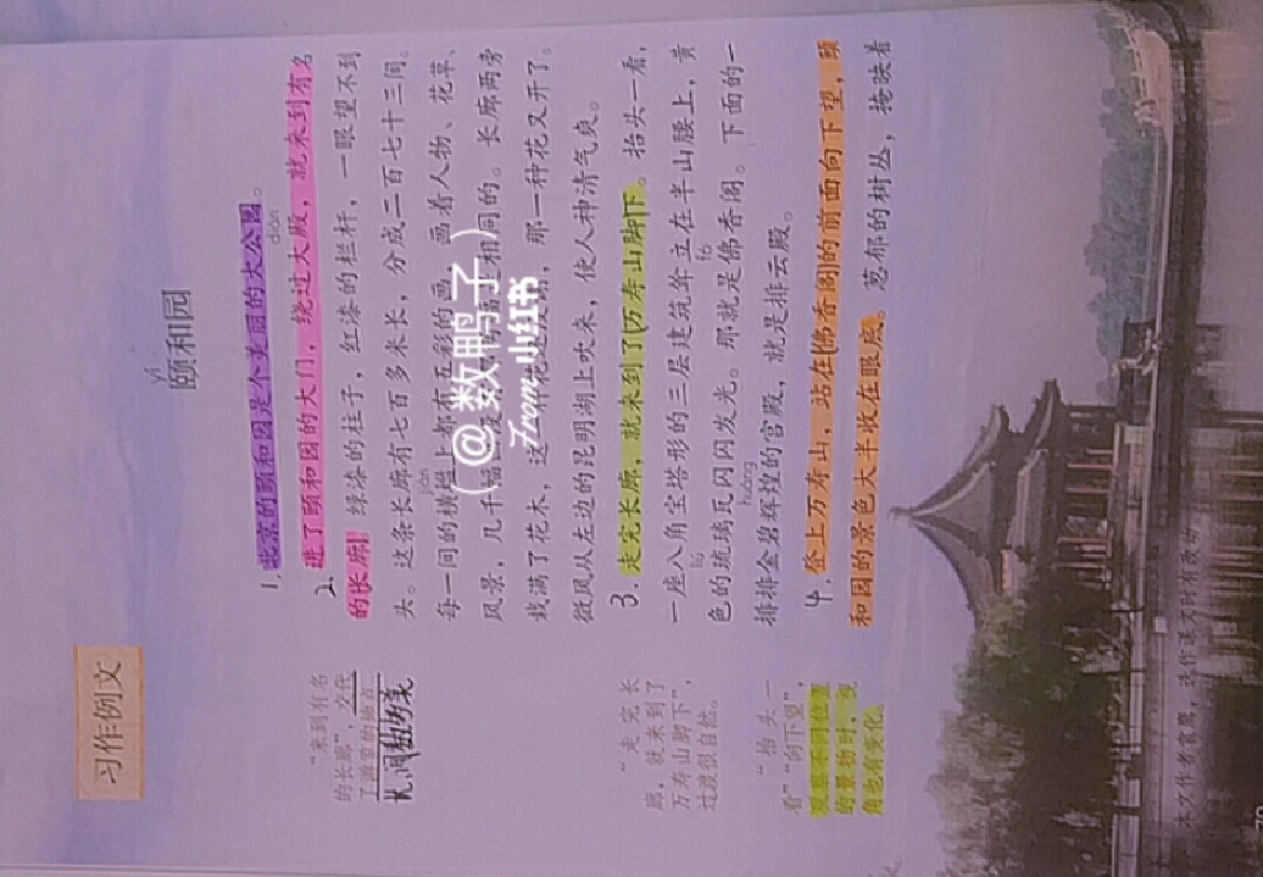 四年级下册,颐和园,笔记 颐和园笔记重点丨1次