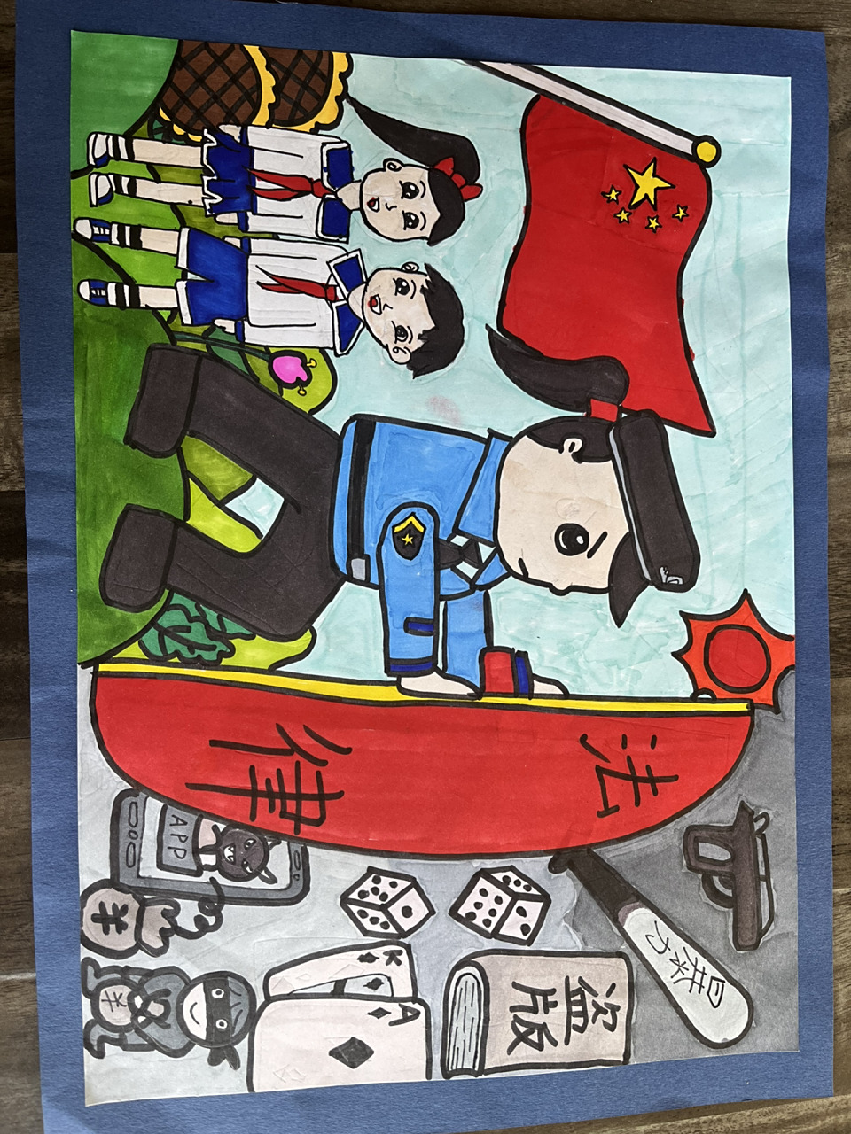法治宣传绘画作品 上学期和娃一起创作的法治宣传绘画作品!