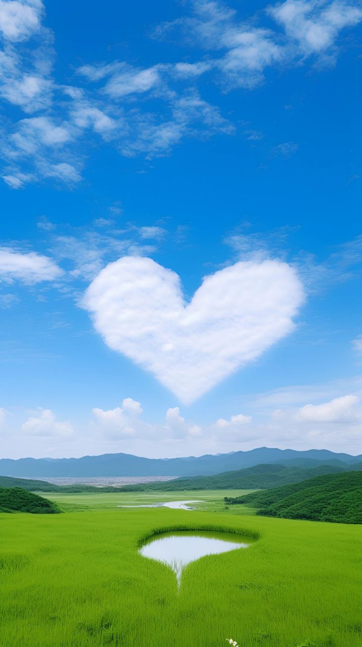 美图壁纸 蓝天白云和草地