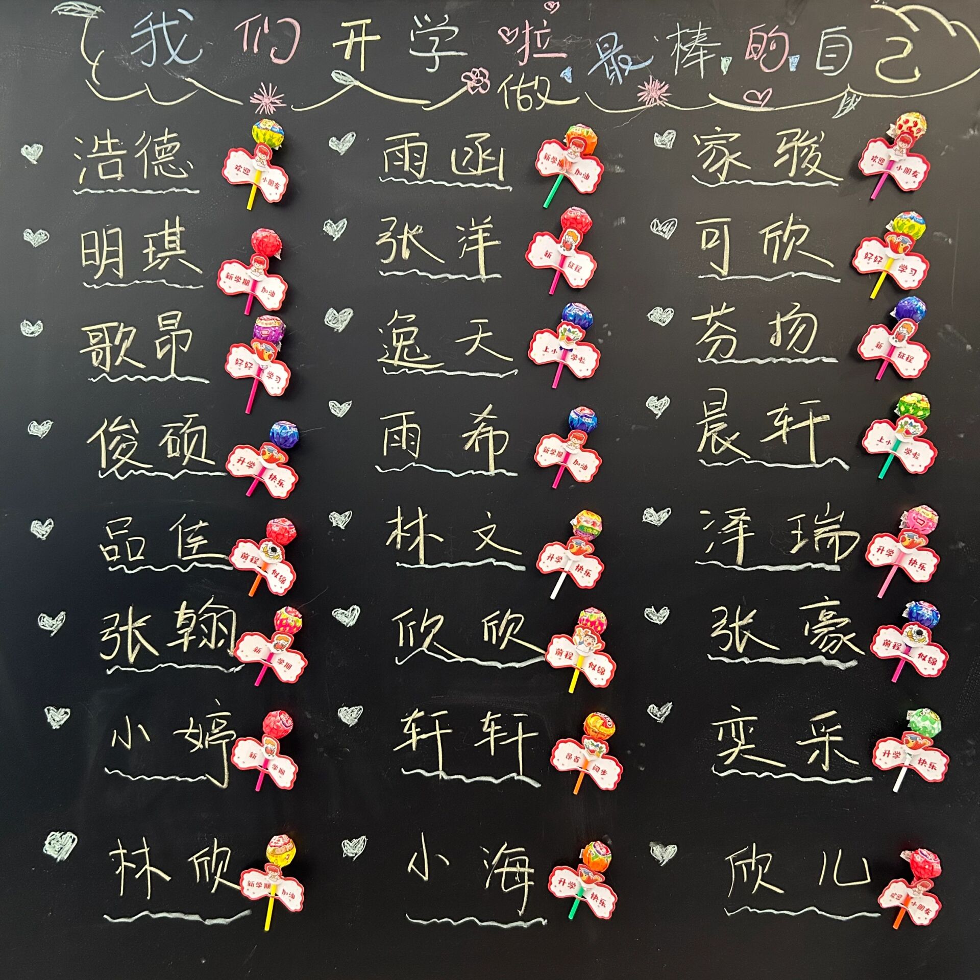 开学仪式感棒棒糖黑板布置 满满的仪式感,拍照太出片了～开学就这样