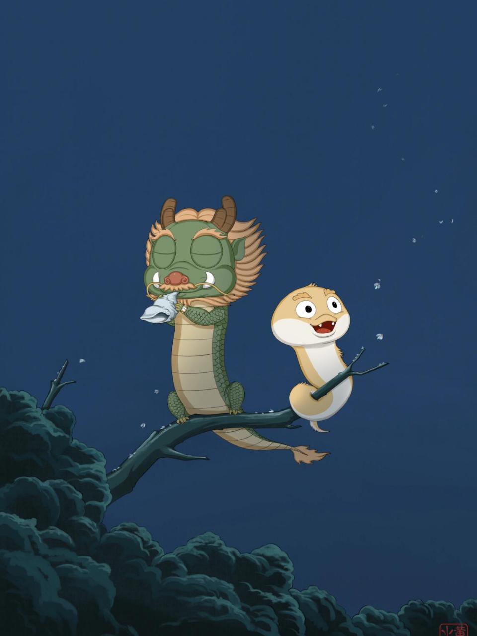 壁纸# #龙仔# #小毛蛇# #治愈系漫画# #原创ip# #雨后清新# 🐲斒77