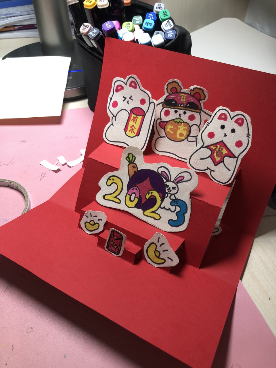新年手工贺卡|兔年立体贺卡|一年级 最近一直有小伙伴私信问糖糖妈兔
