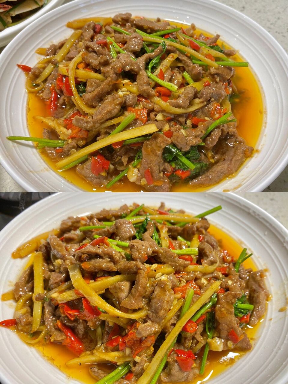 连炫两碗饭 脆爽的姜丝加上嫩滑的牛肉 78食材:牛肉250g 仔姜 小米