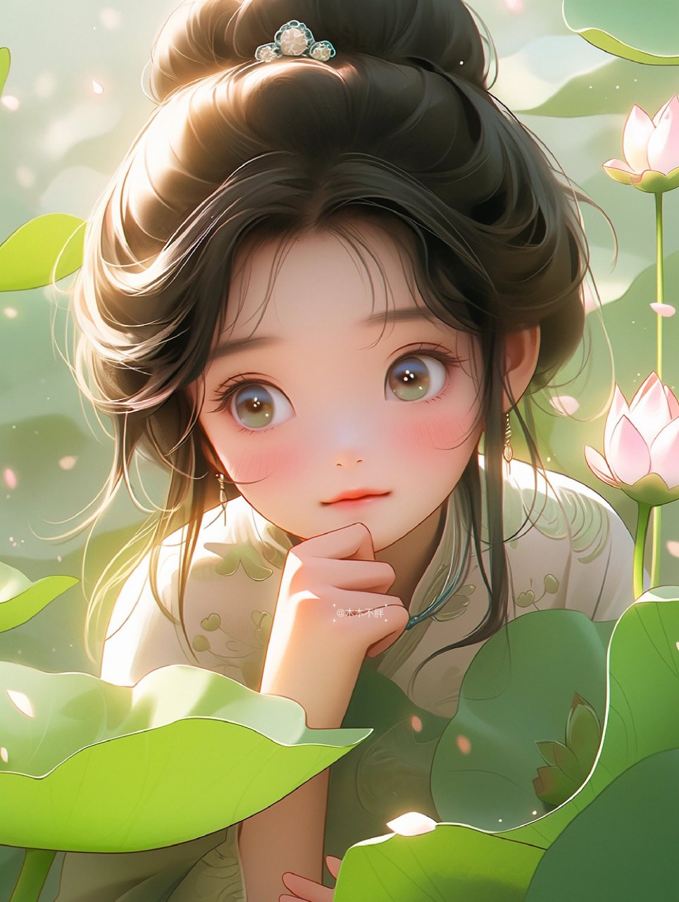 荷花系列|汉服 夏日荷花古风少女绝美壁纸 夏日炎炎,好运莲莲.