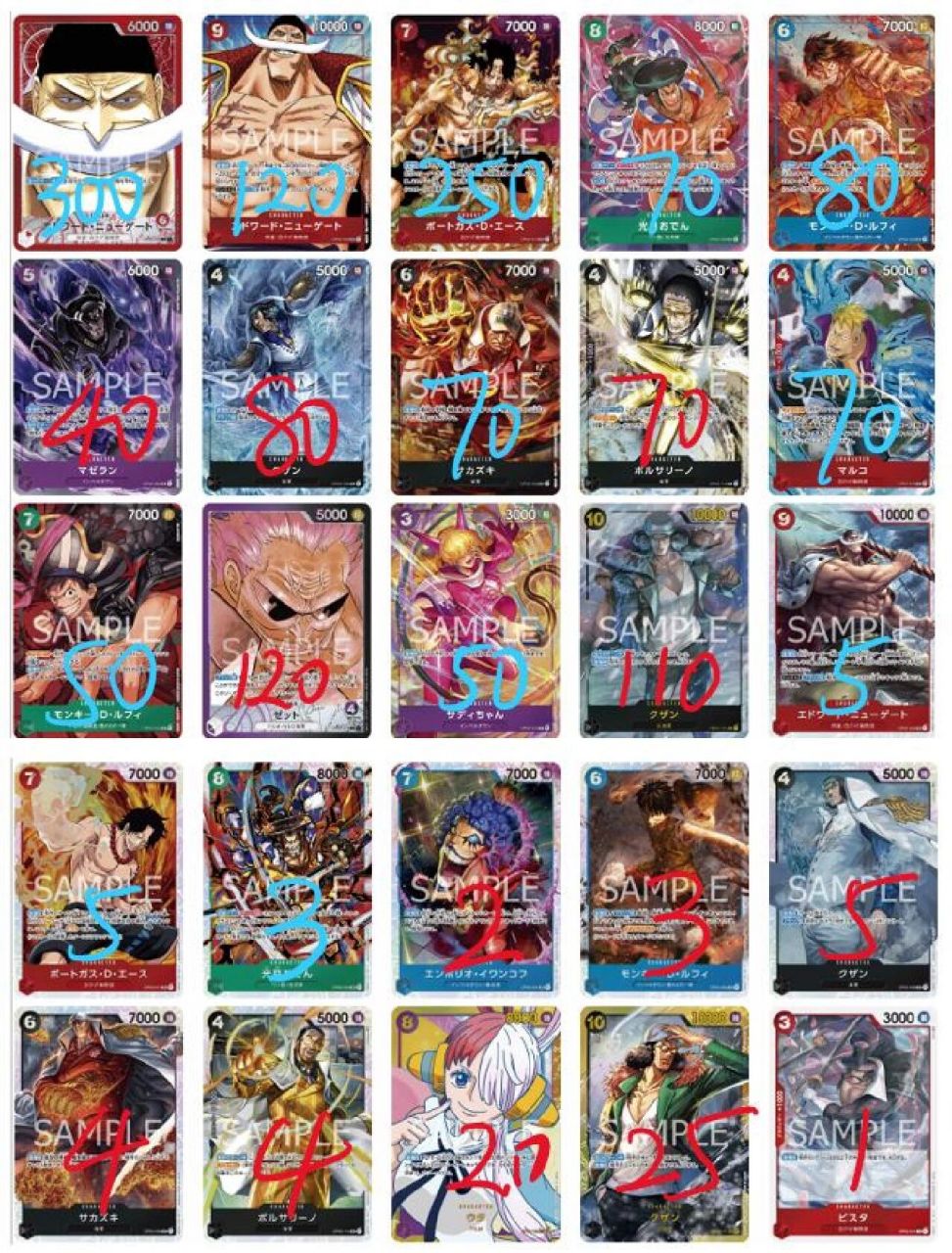 日版海贼王tcg单卡回收 opcg日版单卡回收,收卡范围和单价见图.