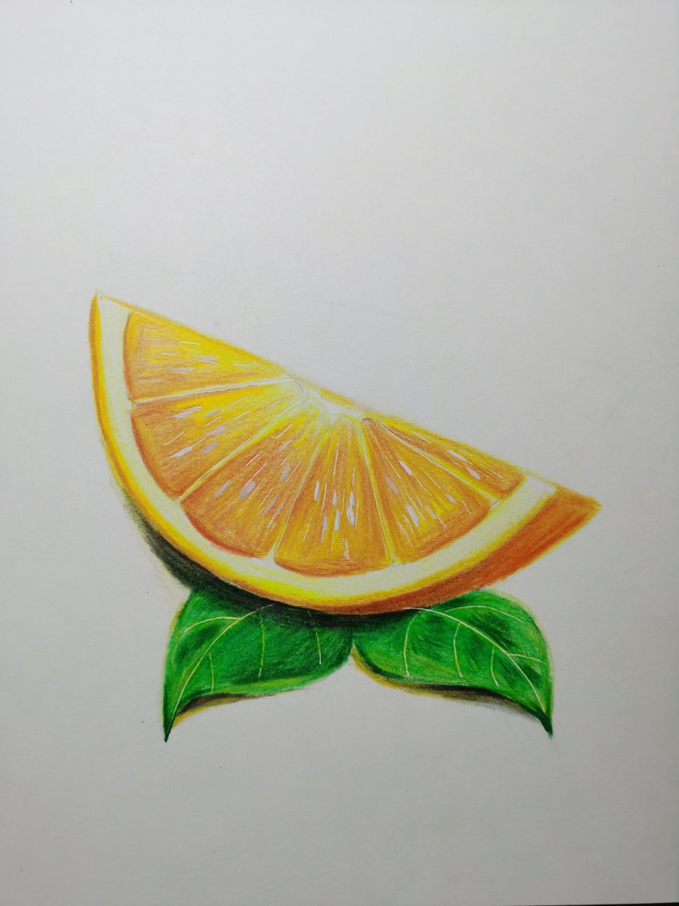 彩铅画《橙子》92内含步骤 彩铅橙子 工具材料:48色水溶性彩铅,a4