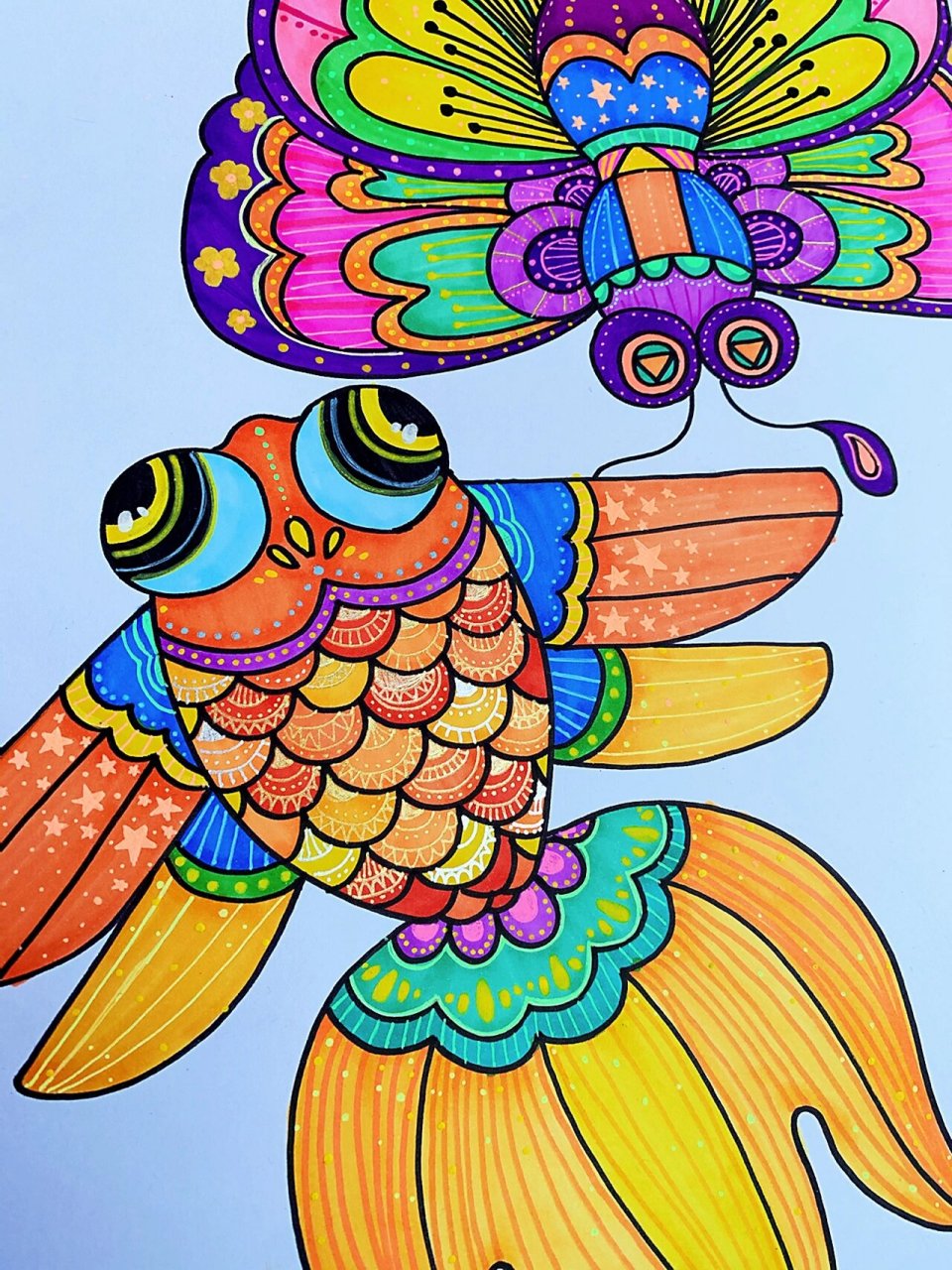 儿童绘画课程内容设计—《金鱼和蝴蝶风筝》 小盆友要的风筝来啦 快来