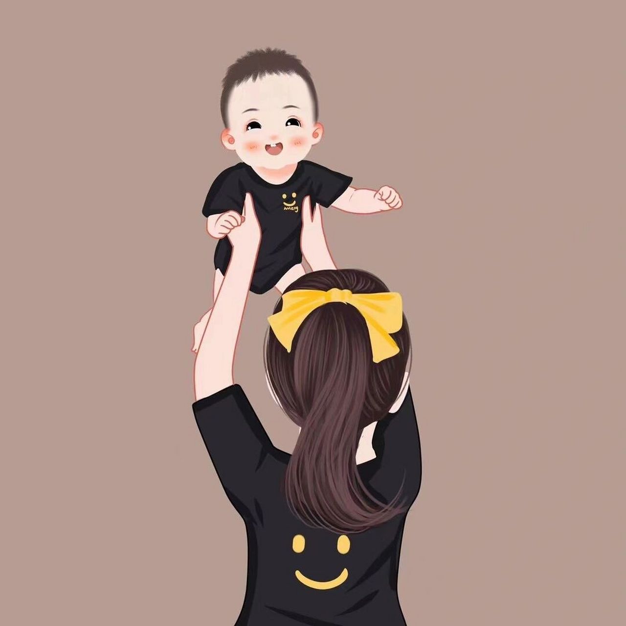 亲子头像手绘/母子头像,图片可取哦!