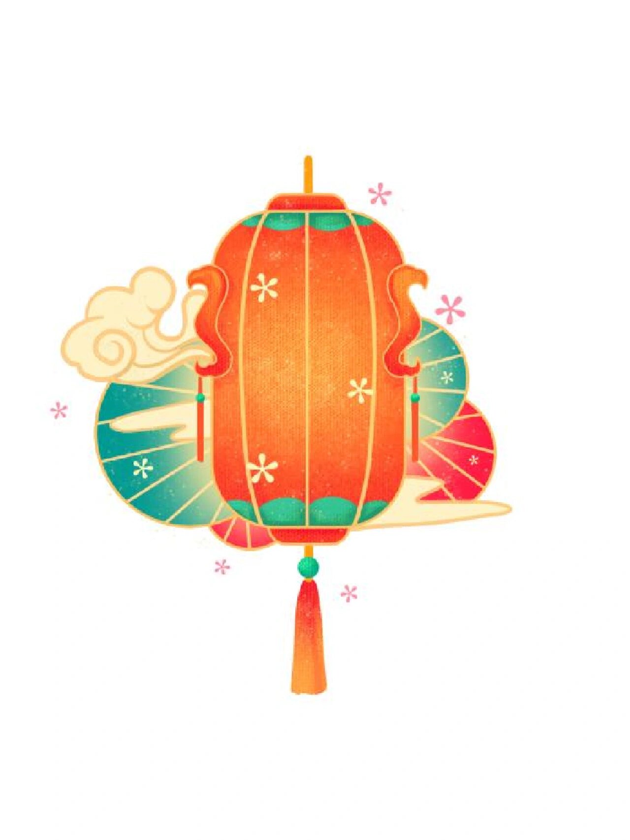 花灯免抠‖传统中国风花灯插花手绘 96969696 还有几天就是