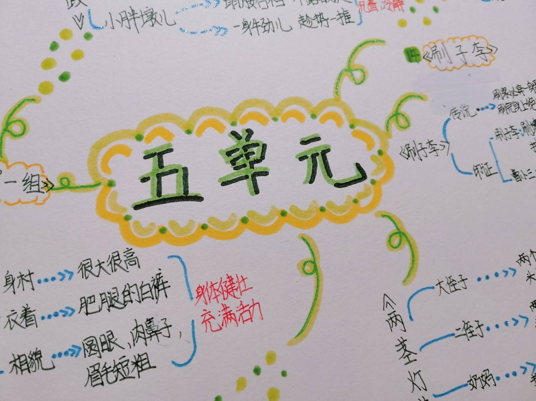 五下语文第5单元思维导图 字里行间众生相,大千世界你我他.画的有些简