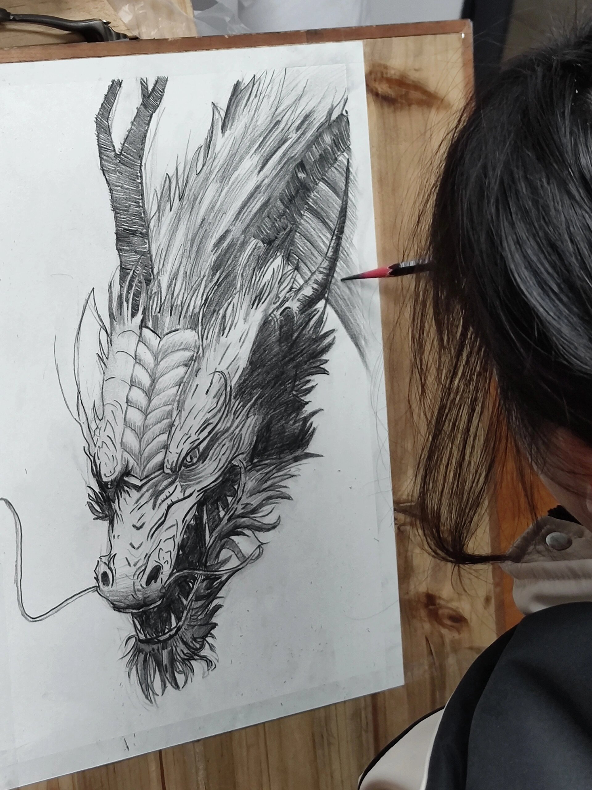 新年龙年主题画 素描龙