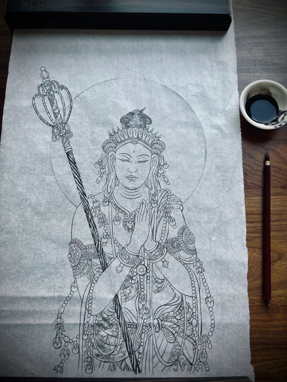 地藏王菩萨像 慢慢的积聚能量 忏悔自己的不好 [有部分白描底稿喜欢