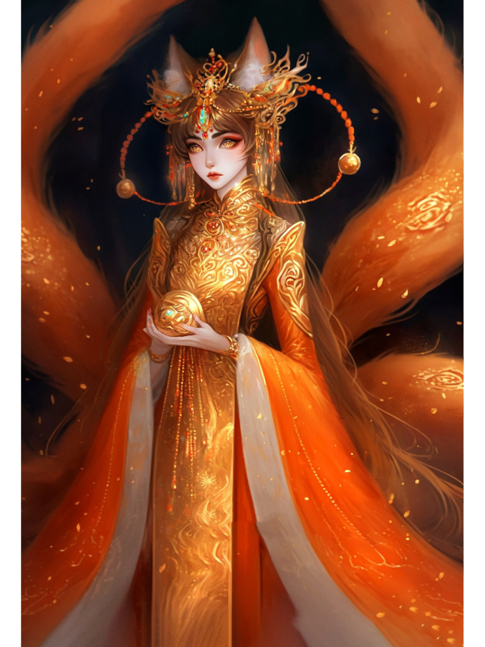 【ai绘画】78狐仙之七尾隐狐 黄色的九尾狐,亦称七尾隐狐,狐仙级别