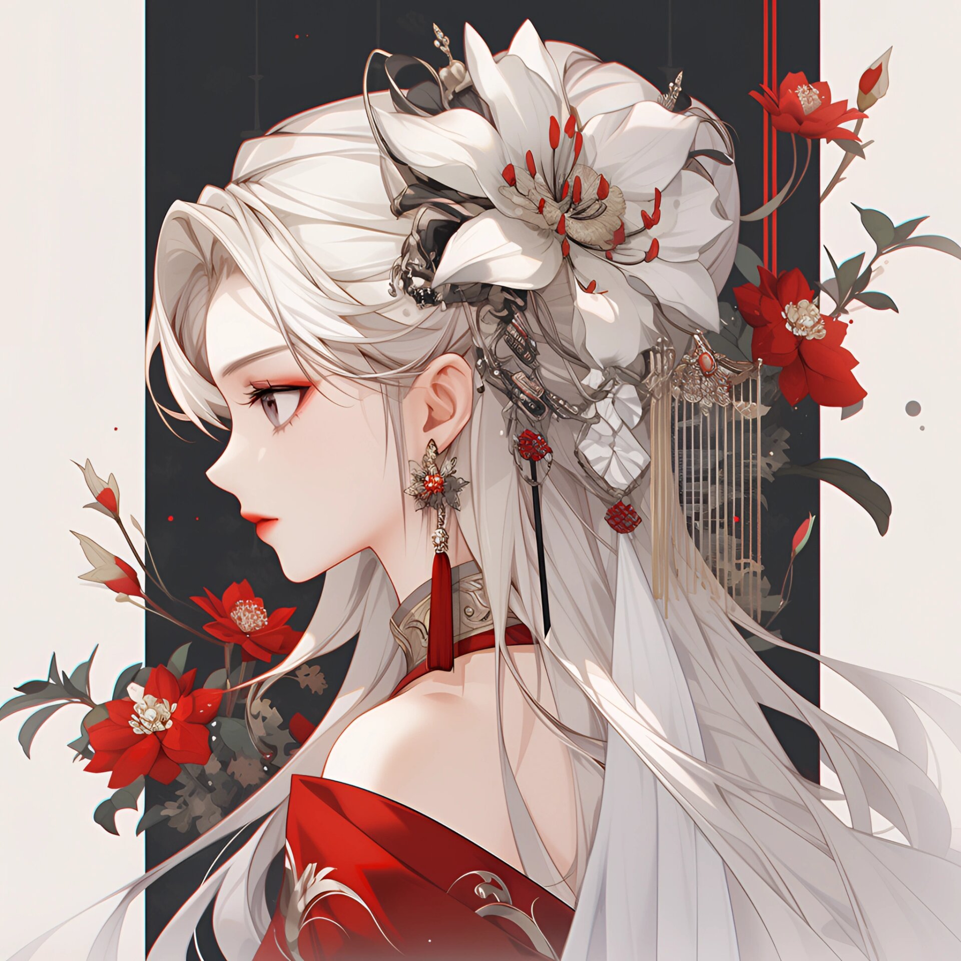 古风红衣女子头像