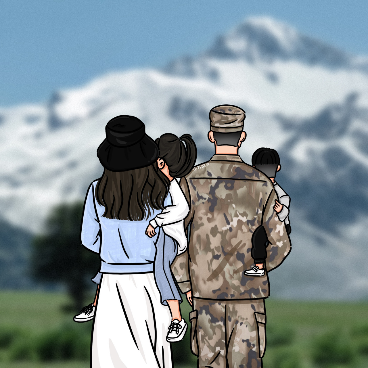 军娃 | 一家四口场景头像来啦 素材来源:～ 图片禁止任何改动 禁去