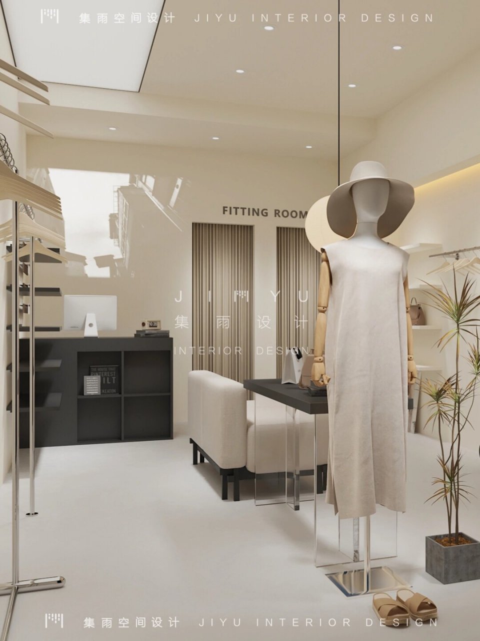 20平女装店设计|小平米的奶油风刚刚好🔥🔥 店铺类型:20平女装店