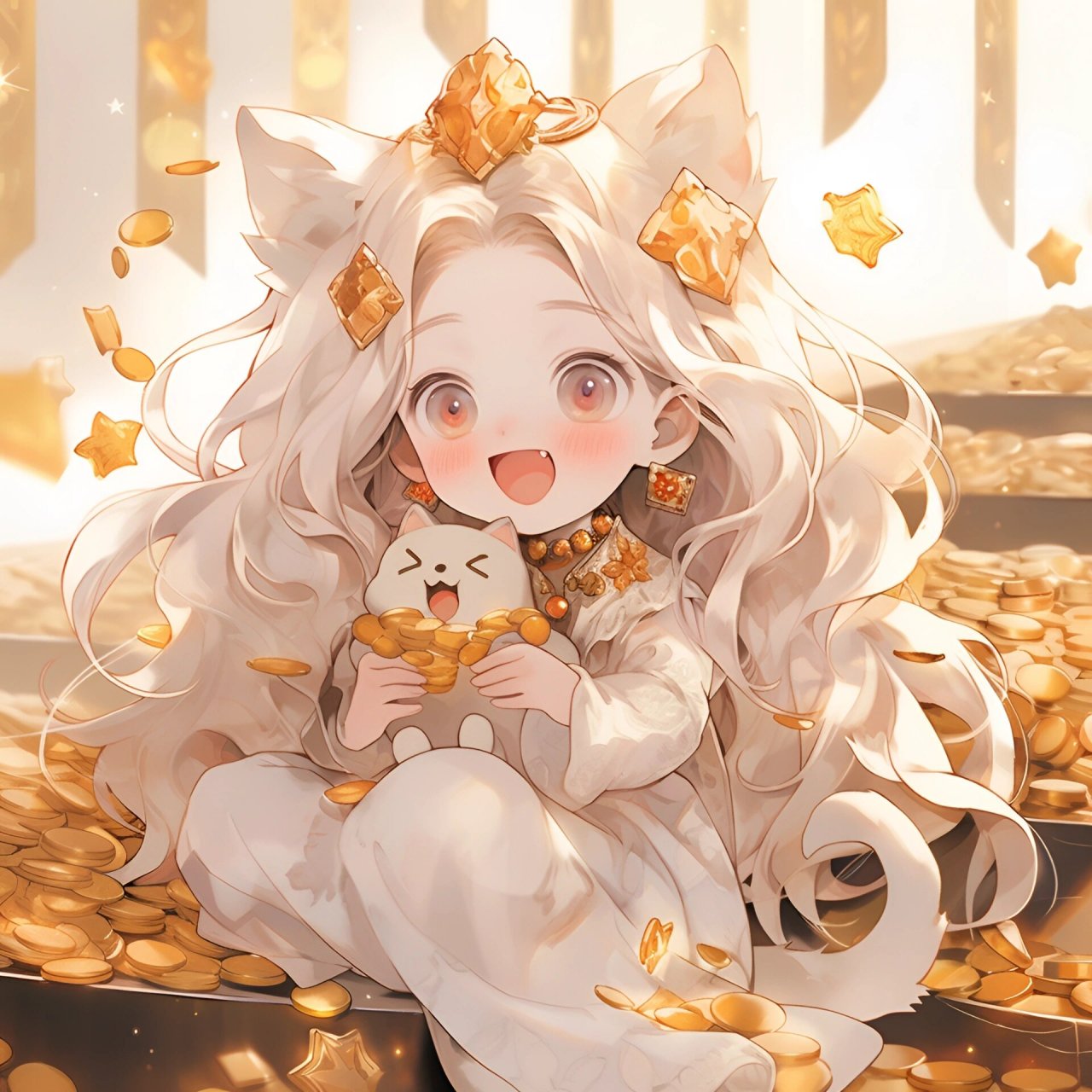 招财头像|可爱招财猫 暴富女孩