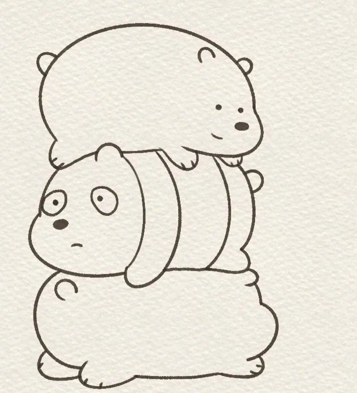 三只裸熊简笔画教程,一只熊两只熊三只熊!