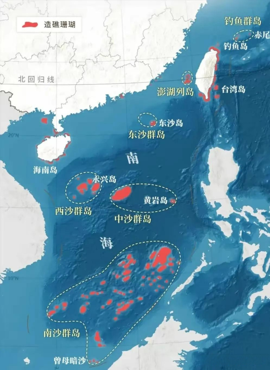 南沙群岛 其中东沙群岛,西沙群岛,中沙群岛全部由我国掌控,南海的三沙