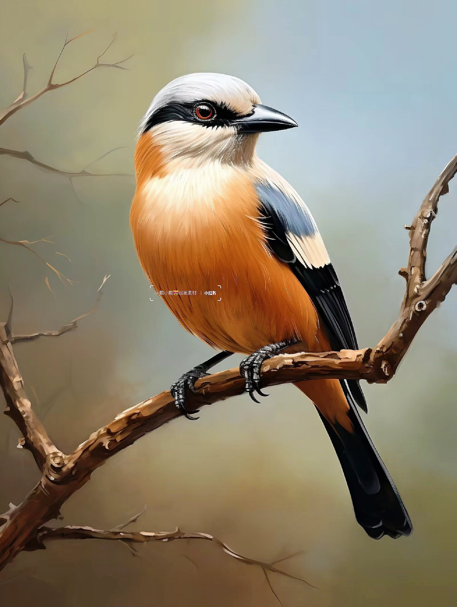 绘画素材:牛头伯劳niao