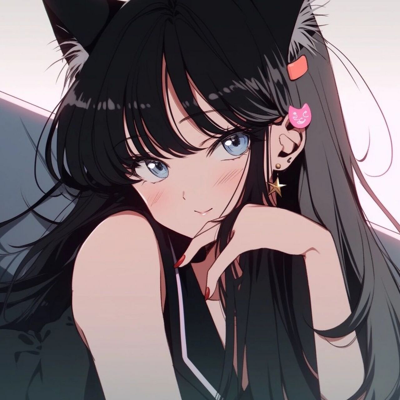 midjourney|旧漫头像-复古蒸汽波-甜酷猫女