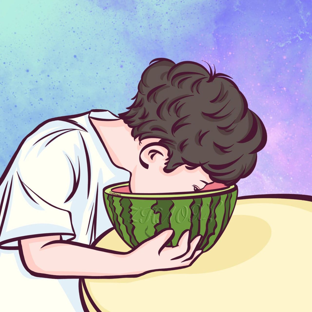 吃瓜情头 夏天就要吃西瓜91呀～ 萌娃吃瓜情头～ 夏天怎么能少了大