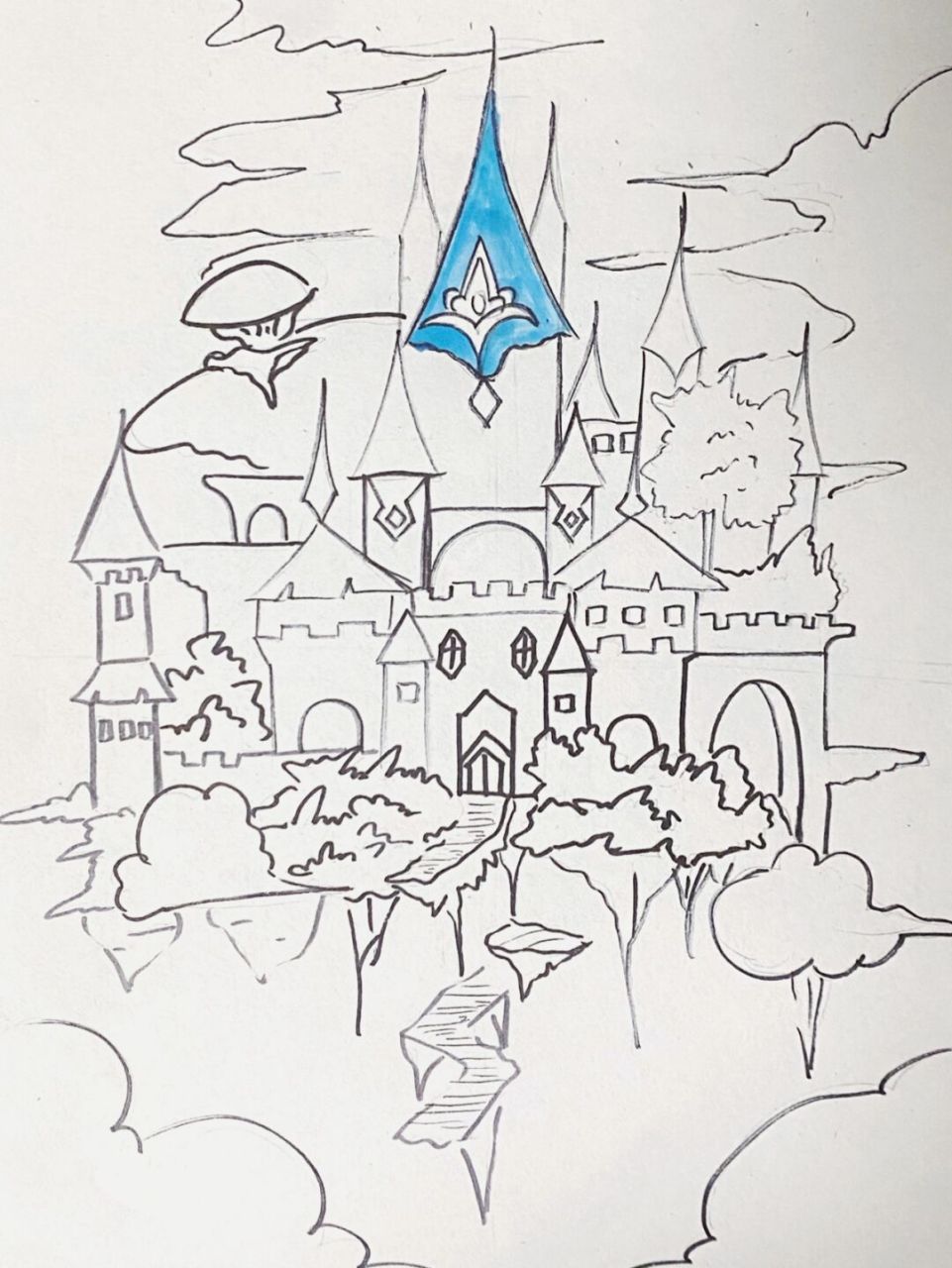 天空之城 #儿童画# #城堡# #天空# #马克笔