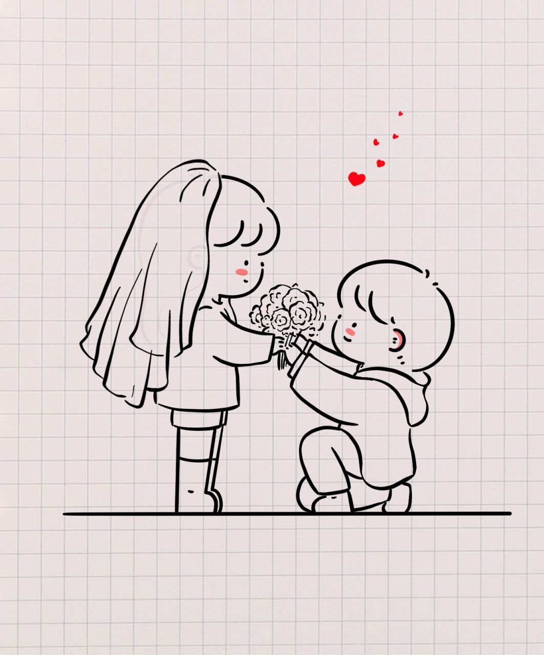 情侣简笔画:求婚专用简笔画7815 你终于把碎碎念念变成了岁岁年年