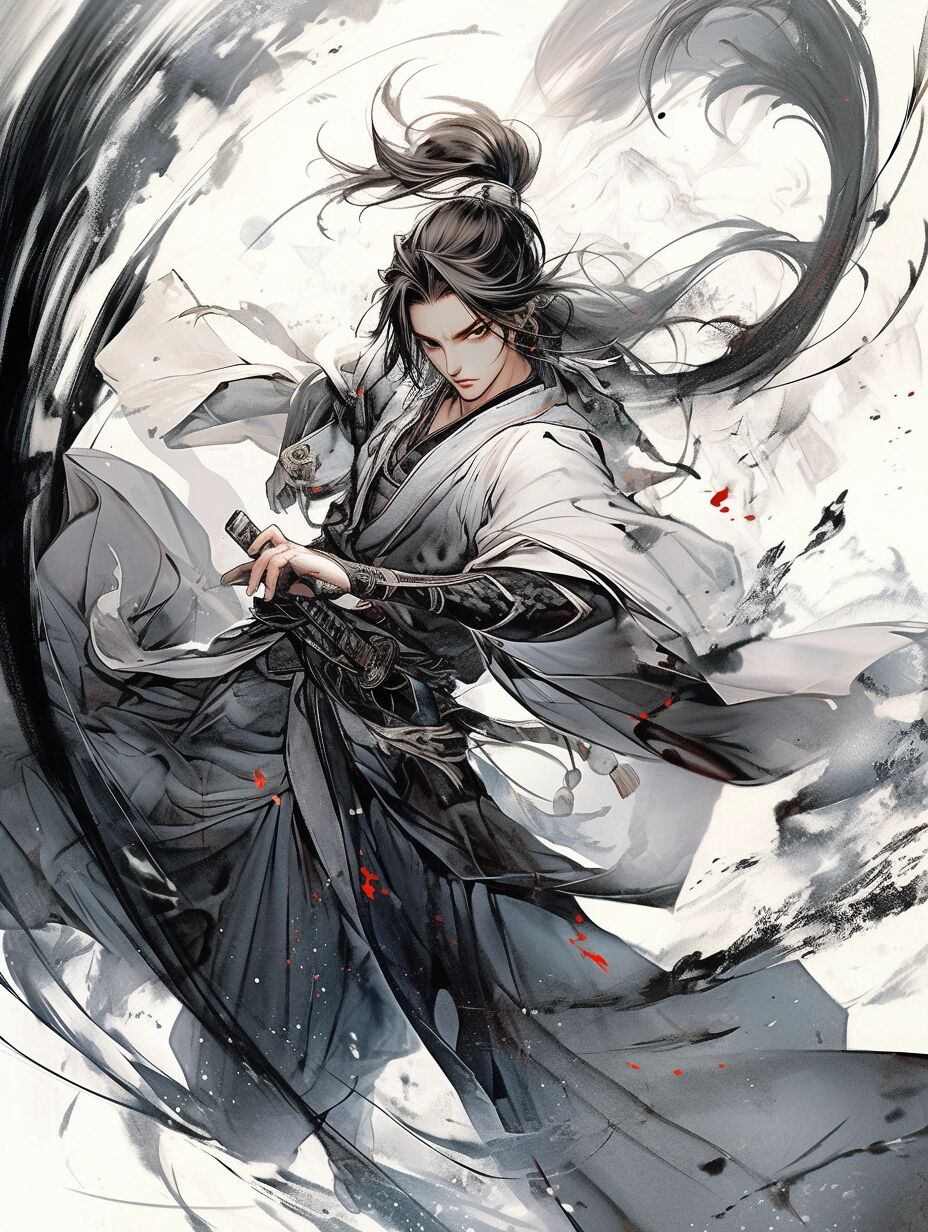 古风侠客 关键词:chinese epic ink painting, epic ink bending shot